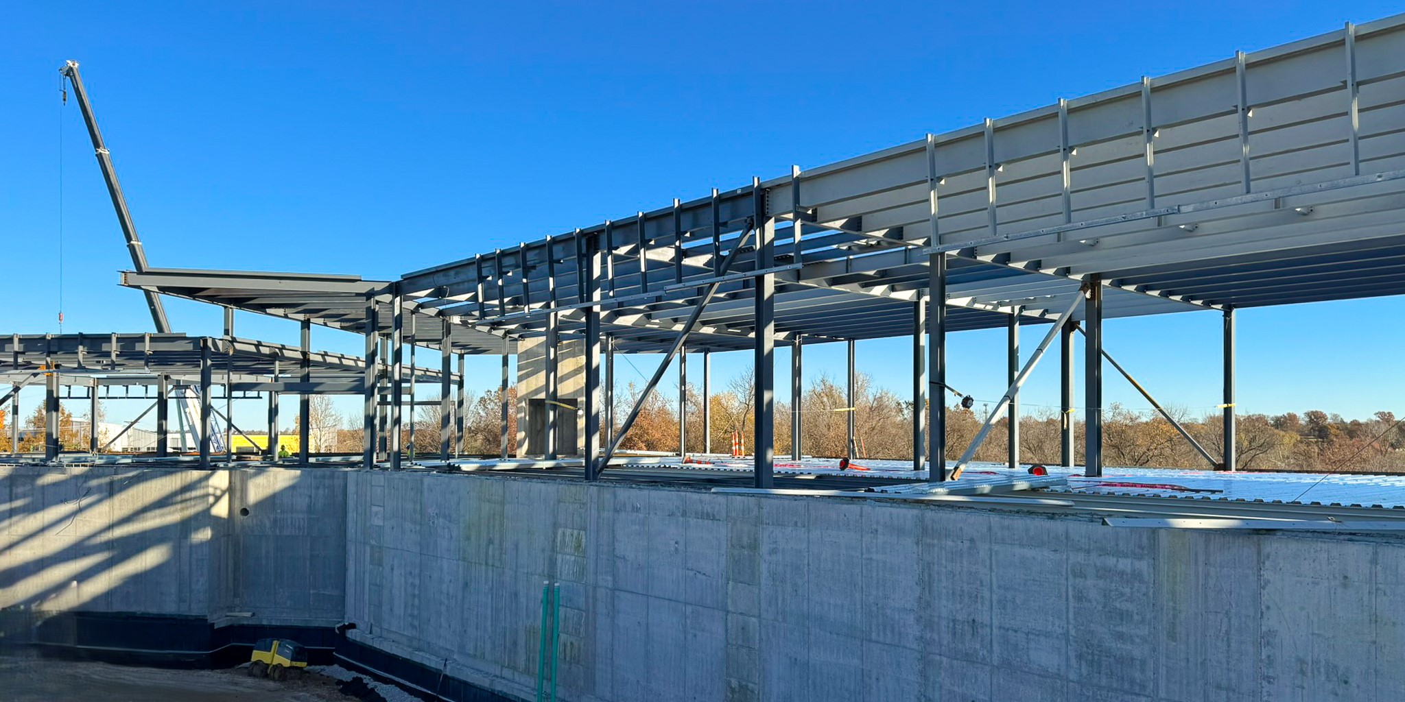 A building under construction made with steel and concrete