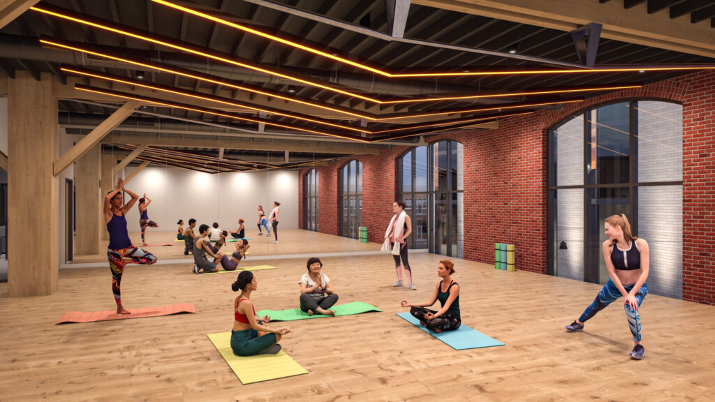 rendering of fitness studio in the st. charles senior and recreation center