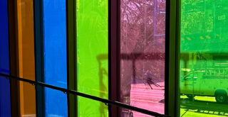 window with colorful tint