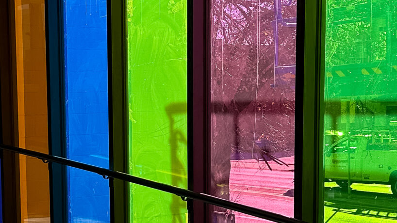 window with colorful tint