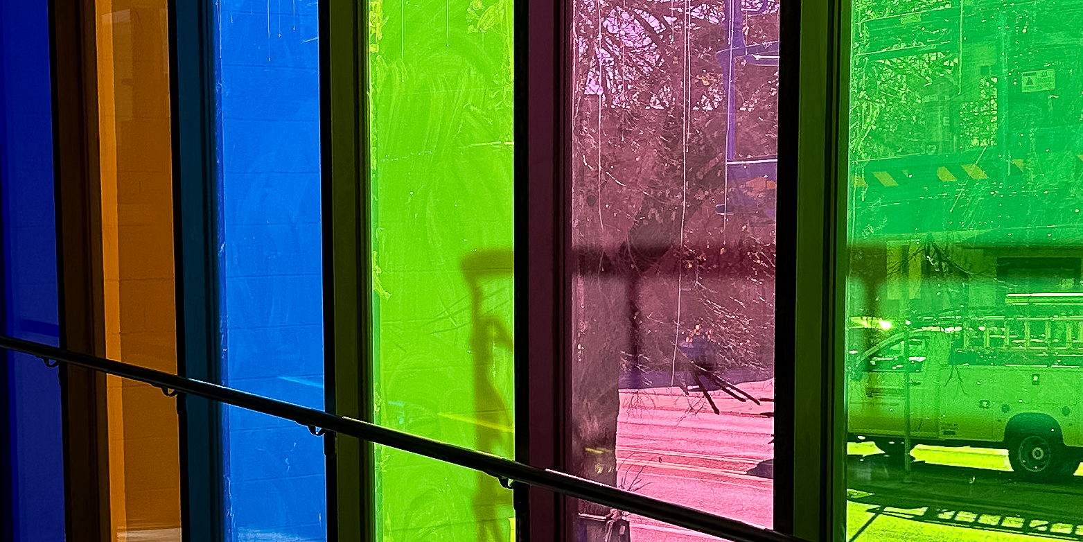 window with colorful tint