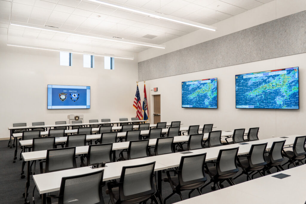 Interior view of the Lincoln County 911 EOC training/community room