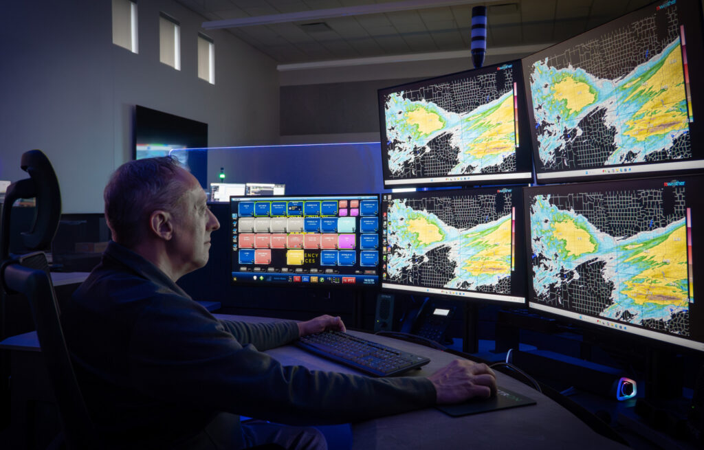 Detail interior view of the Lincoln County 911 EOC dispatch console
